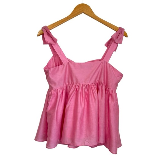 Endless Rose Womens Bow Accent Sleeveless Top Sz Medium Pink Lined Zip Closure - Picture 4 of 11